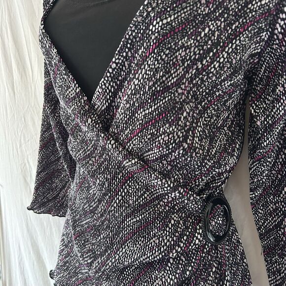 Notations Y2k Faux Wrap Top L Office Siren Secretary Librarian Corpcore - Picture 5 of 14